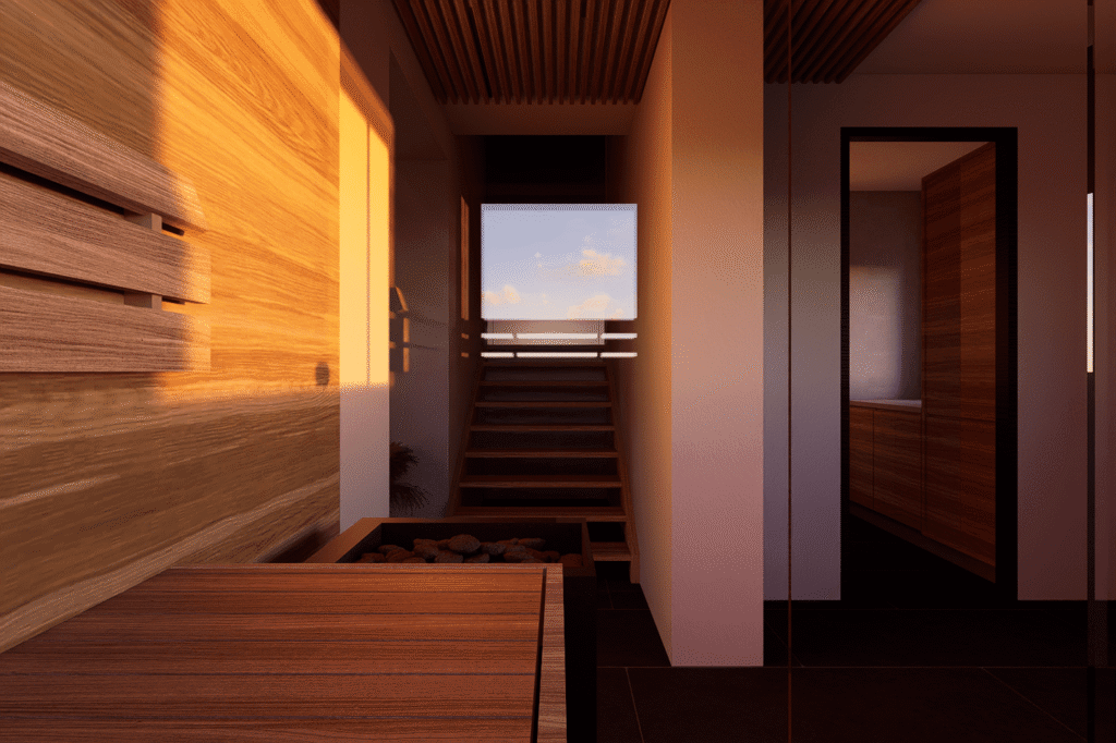 portfoolio, ilupilt, render, arhitektuur, saun