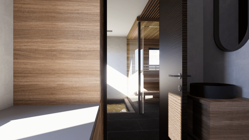 portfoolio, ilupilt, render, arhitektuur, saun